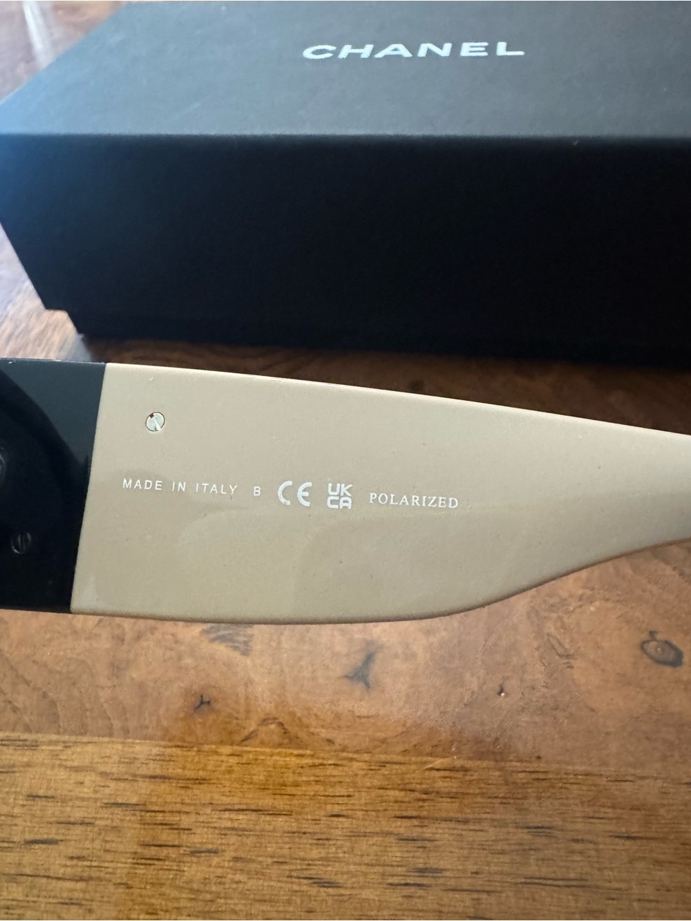 Chanel Oval Sunglasses Beige/black with case, box - Picture 5 of 12